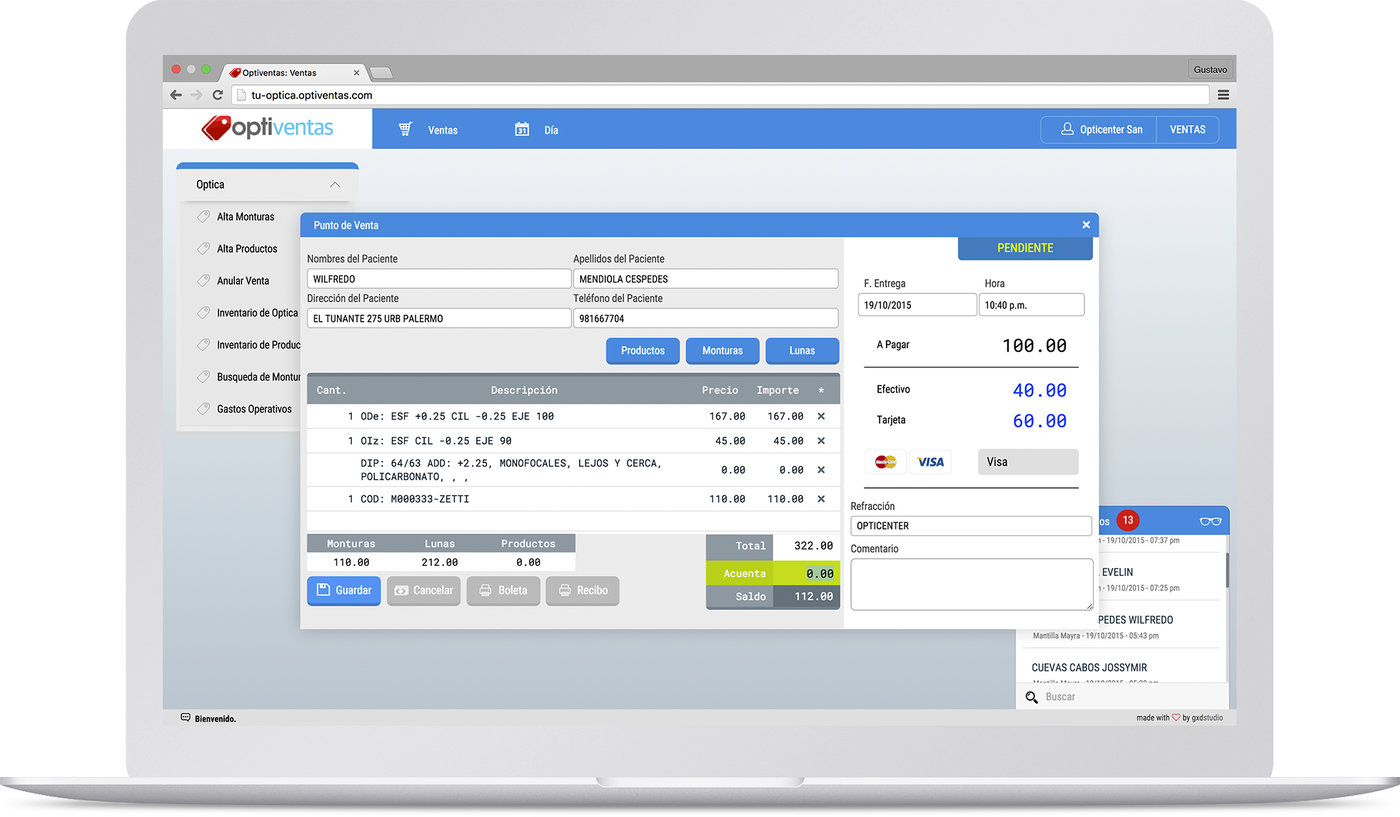 Administra tu Optica